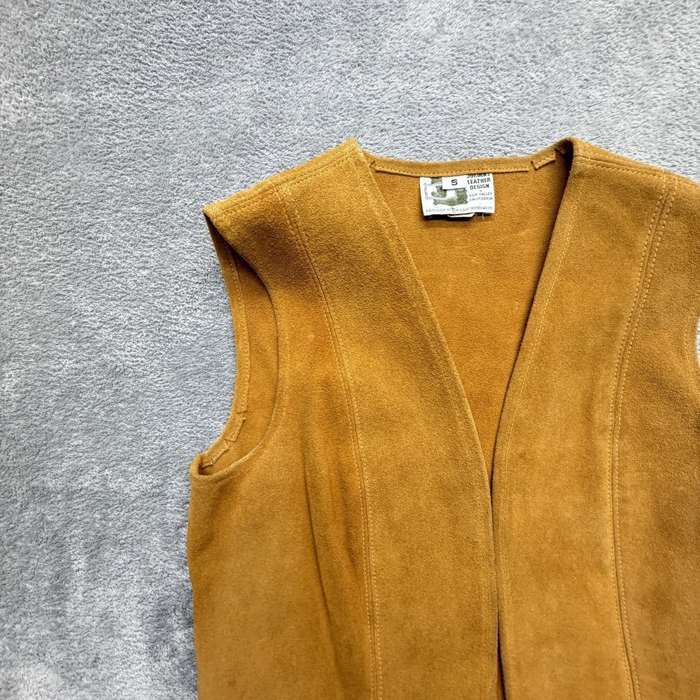 Vintage Jorgens Leather Design Vest Womens Small Brown Suede Unlined - Picture 3 of 15